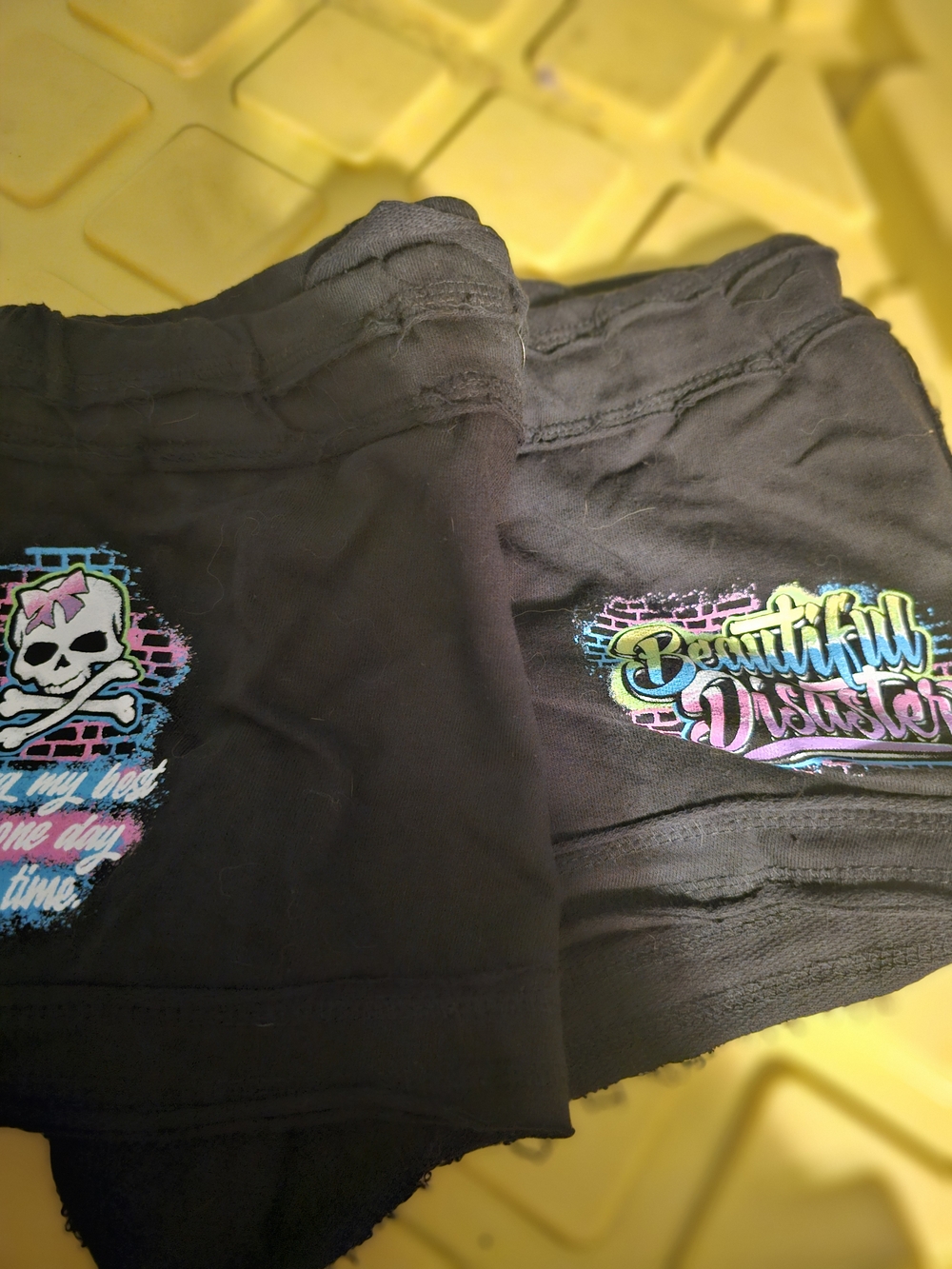 Black Girls' Graphic Shorts with Colorful 'Beautiful Disaster' Print